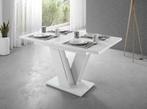 Eettafel | Wit/Beton | Eetkamertafel uitschuifbaar 120/160cm, 50 tot 100 cm, Nieuw, 150 tot 200 cm, Modern