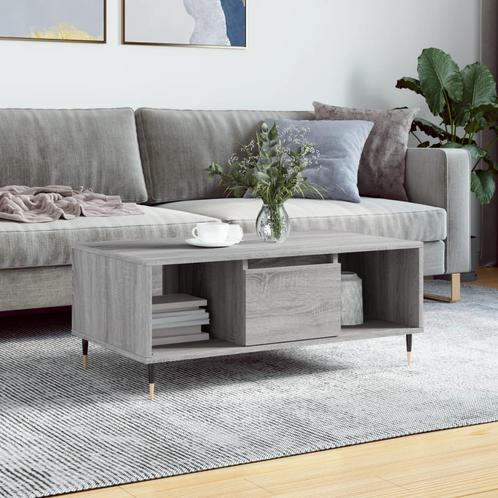 vidaXL Salontafel 90x50x36,5 cm bewerkt hout grijs sonoma, Huis en Inrichting, Tafels | Salontafels, 50 tot 100 cm, Nieuw, Overige houtsoorten