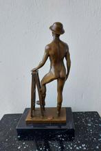 Beeld, Mannelijk naakt -J Patoue - 26 cm - Brons, Marmer, Antiek en Kunst