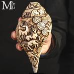 Antieke Hindoeïstische Shankha schelp - met de hand