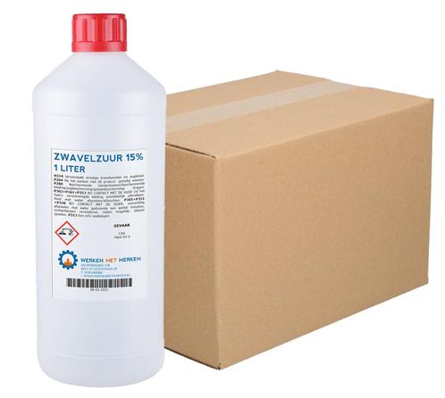 Wmm Chemie Zwavelzuur 15 12x 1 liter, doos, Doe-het-zelf en Verbouw, Overige Doe-het-zelf en Verbouw, Nieuw, Verzenden