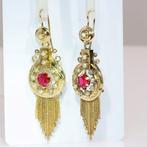 Oorbellen - 18 karaat Geel goud - Parel - Strass, antiek, Sieraden, Tassen en Uiterlijk, Oorbellen, Nieuw