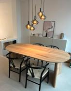 Eettafel eiken ovaal deens ovaal rond zwart bruin, 100 tot 150 cm, Eikenhout, Vijf personen of meer, Nieuw