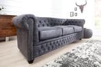 Design 3-zits bank CHESTERFIELD 200cm antiek grijze veerkern, Huis en Inrichting, Ophalen of Verzenden, Nieuw