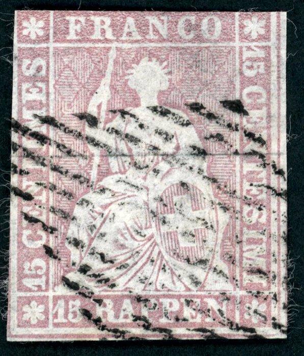 Zwitserland 1855 - Bundespost - 15 Rp rosa Berner Druck, Postzegels en Munten, Postzegels | Europa | België