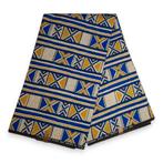 Afrikaanse stof - Blauw Gele Bogolan - Poly, Hobby en Vrije tijd, Stoffen en Lappen, Ophalen of Verzenden, Nieuw
