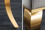 Design stoel MODERN BAROQUE grijs fluweel gouden stoelpoten, Ophalen of Verzenden, Nieuw