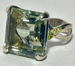 925 zilveren ring met groene amethist (17 ct), zeer zeldzaam