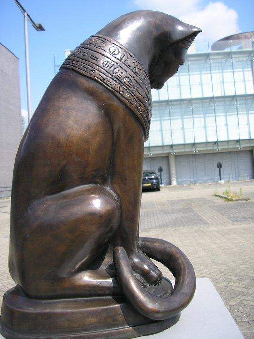 sculptuur, MYTHISCHE EGYPTISCHE BRONZEN KAT : ZEER BIJZONDER, Antiek en Kunst, Curiosa en Brocante