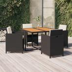 vidaXL 5-delige Tuinset met kussens poly rattan zwart, Verzenden, Nieuw, Rotan, Tuinset