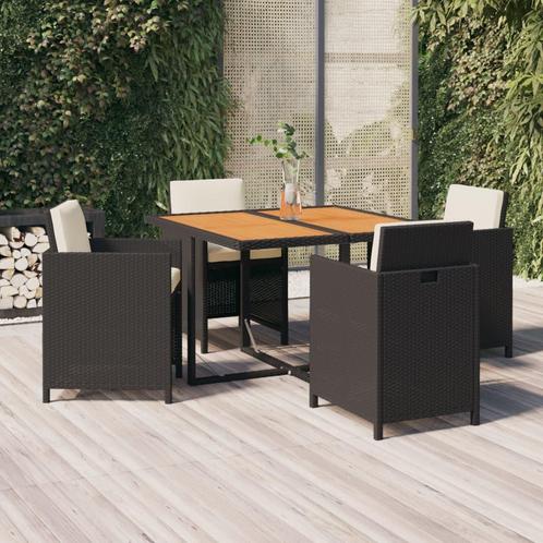 vidaXL 5-delige Tuinset met kussens poly rattan zwart, Tuin en Terras, Tuinsets en Loungesets, Tuinset, Nieuw, Rotan, Verzenden