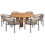 Corsica Allora dining tuinset 160xH75 cm rond 7 delig teak, Tuin en Terras, Tuinsets en Loungesets, Ophalen of Verzenden, Nieuw