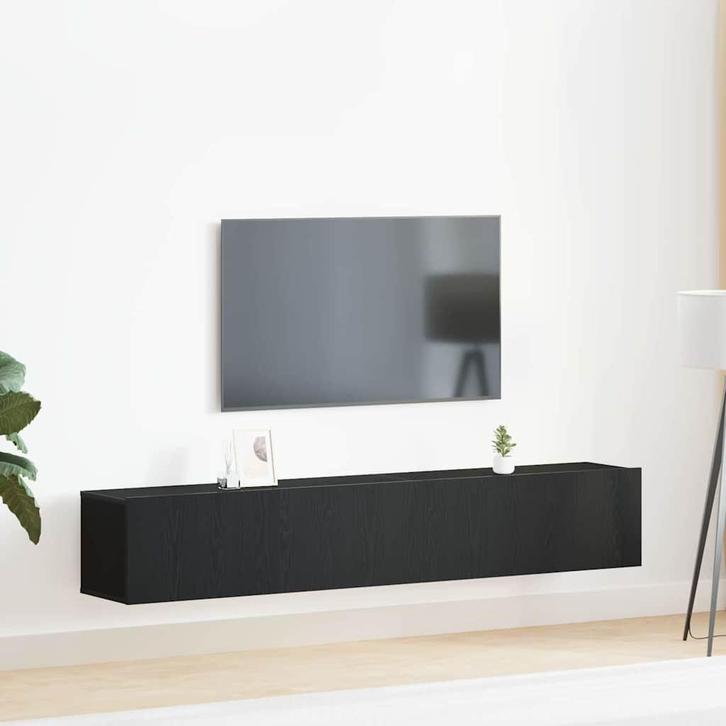 vidaXL Tv-meubelset 2 pcs Zwart eiken 100 x 30 x 30 cm, Huis en Inrichting, Kasten | Televisiemeubels, Nieuw, 100 tot 150 cm, Overige houtsoorten