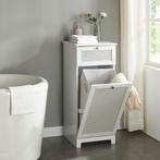 [en.casa] Badkamerkast Karlsøy met wasmand 90x38x40 cm wit, Verzenden, Nieuw