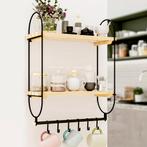 [en.casa] Wandrek Pielavesi met 2 planken 47x40x16 cm zwart, Huis en Inrichting, Woonaccessoires | Wandplanken en Boekenplanken