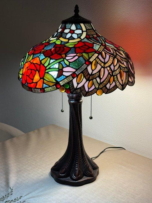 XXL Tiffany stijl tafellamp PEACOCK ROSE GARDEN lamp met 2, Antiek en Kunst, Kunst | Designobjecten