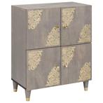 vidaXL Dressoir Grijs en Goud 60 x 33 x 75 cm Massief, Huis en Inrichting, Woonaccessoires | Cd- en Dvd-rekken, Verzenden, Nieuw