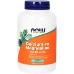 NOW Calcium en Magnesium met D3 en K2 - 180 capsules, Verzenden, Nieuw