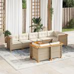vidaXL 9-delige Loungeset met kussens poly rattan beige, Verzenden, Nieuw, Rotan, Loungeset