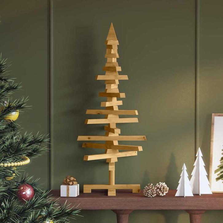 vidaXL Houten kerstboom met standaard Bruin 90 cm Massief, Diversen, Kerst, Nieuw, Verzenden