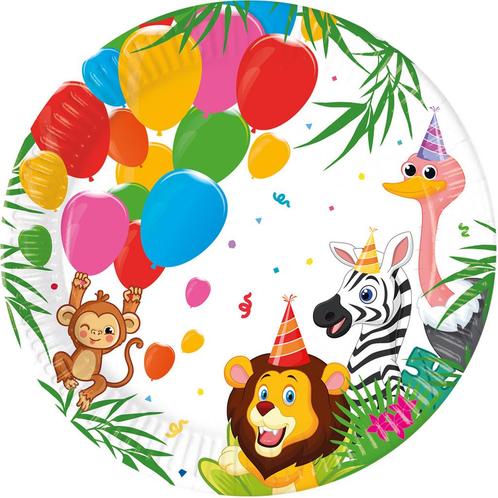 Jungle Dieren Borden 23cm 8st, Hobby en Vrije tijd, Feestartikelen, Nieuw, Verzenden