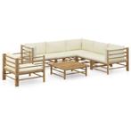 vidaXL 7-delige Loungeset met crèmewitte kussens bamboe, Verzenden, Nieuw, Hout, Loungeset