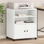 vidaXL Printerkastje met wielen 60x48x74 cm wit, Verzenden, Nieuw