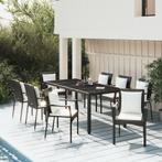 vidaXL 9-delige Loungeset met kussens poly rattan zwart, Nieuw, 8 zitplaatsen, Loungeset, Verzenden