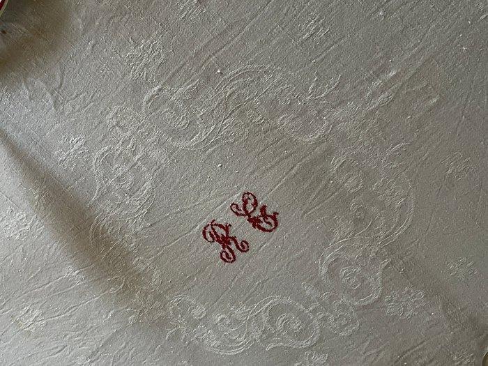 Damast uit de late 19e eeuw, jacquard tafelkleed met met de, Antiek en Kunst, Antiek | Kleden en Textiel
