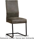 Set van 8 Leren eetkamerstoelen sledepoot vierkant - Echt le, Huis en Inrichting, Stoelen, Overige kleuren, Nieuw, Leer, Ophalen of Verzenden
