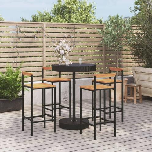 vidaXL 5-delige Tuinbarset poly rattan en massief acaciahout, Tuin en Terras, Tuinsets en Loungesets, Nieuw, 4 zitplaatsen, Rotan