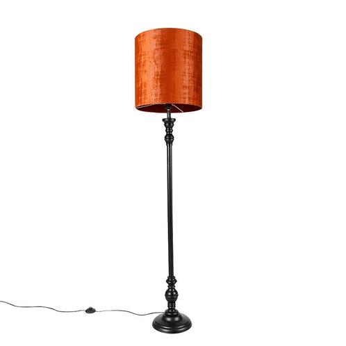 Klassieke vloerlamp zwart met kap rood 40 cm - Classico, Huis en Inrichting, Lampen | Vloerlampen, Nieuw, Overige materialen, 150 tot 200 cm
