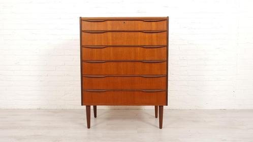 Vintage Deense ladekast | Teak | 6 lades | 104 cm, Huis en Inrichting, Kasten | Ladekasten, 25 tot 50 cm, Zo goed als nieuw, Teakhout