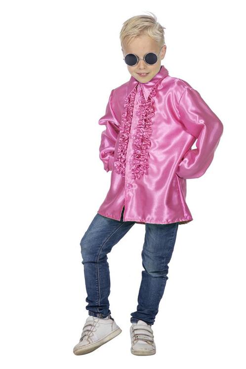 Ruches blouse satijn cyclaam kind, Kleding | Dames, Carnavalskleding en Feestkleding, Nieuw, Ophalen of Verzenden