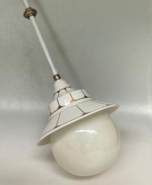 Hangende plafondlamp - Porselein, Staal - Art-deco design, Antiek en Kunst, Kunst | Designobjecten