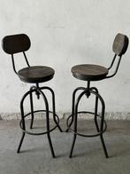 Kruk - Vurenhout - Set van twee krukken - retro stijl