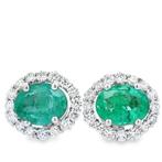 Oorbellen - 18 karaat Witgoud - 4.62ct. tw. Smaragd -, Nieuw