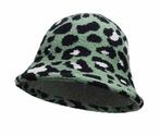 Bucket Hat Soft Panter Patroon Zwart Wit Groen, Nieuw