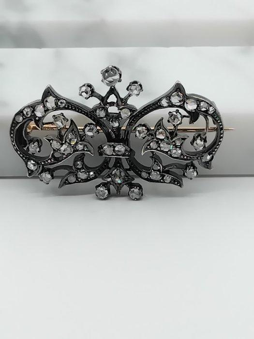 Zonder Minimumprijs - Speld - 18 karaat Zilver, Geel goud, Sieraden, Tassen en Uiterlijk, Antieke sieraden