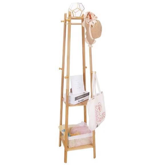 Bamboe Kapstok met 3 Planken en 8 Haken – Vrijstaand, Huis en Inrichting, Woonaccessoires | Kapstokken, Nieuw, Verzenden