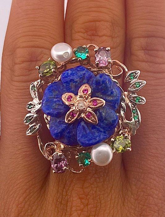 Zonder Minimumprijs - Ring - 9 kt. Roségoud, Zilver Smaragd, Sieraden, Tassen en Uiterlijk, Ringen