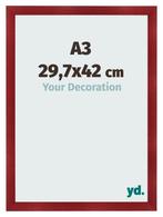 Fotolijst A3 - 29,7x42 cm - Wijnrood Geveegd - MDF - Pisa, Verzenden, Nieuw