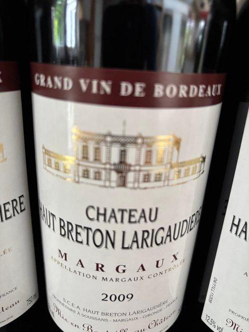 2009 Chateau Haut Breton Larigaudiere - Margaux - 4 Flessen, Verzamelen, Wijnen