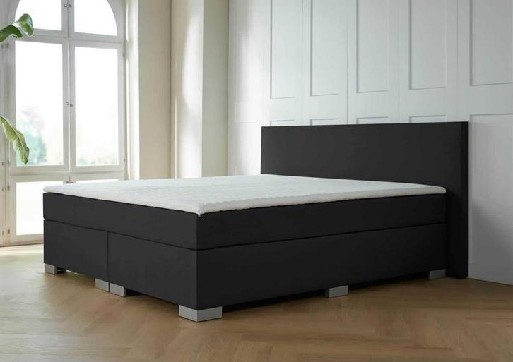 ACTIE! Boxspring Nantes 160 200 Zwart, Huis en Inrichting, Slaapkamer | Boxsprings, 160 cm, 200 cm, Zwart, Tweepersoons, Nieuw