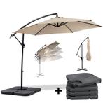 MaxxGarden Parasol - Zweefparasol - Ø300 cm - Taupe - Set.., Verzenden, Nieuw, Zweefparasol