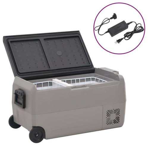 vidaXL Koelbox met wielen en adapter 50 L PP en PE zwart en, Witgoed en Apparatuur, Koelkasten en IJskasten, Nieuw, Verzenden