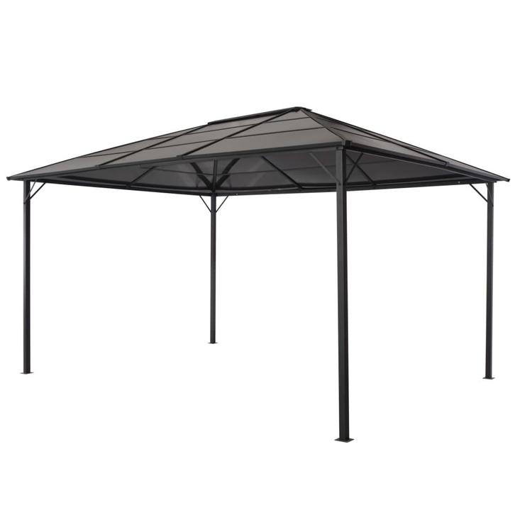 vidaXL Prieel met dak 4x3x2,6 m aluminium zwart, Tuin en Terras, Partytenten, Nieuw, Verzenden