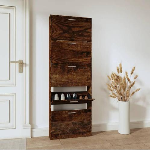 vidaXL Schoenenkast 59x17x169 cm bewerkt hout gerookt, Huis en Inrichting, Kasten | Schoenenrekken, Nieuw, Verzenden