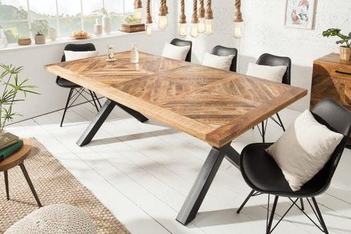 Massieve eettafel INFINITY HOME 160cm naturel zwart, Huis en Inrichting, Tafels | Eettafels, Ophalen of Verzenden