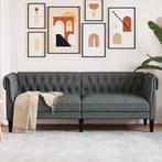 vidaXL Chesterfieldbank Geruit Donkergrijs 201.5 x 74.5 x, Huis en Inrichting, Verzenden, Nieuw, Stof, Minder dan 150 cm